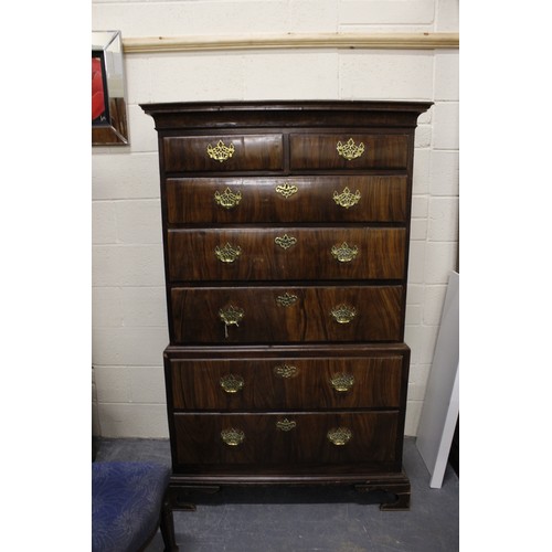 657 - Early 19th century flame mahogany chest on chest.