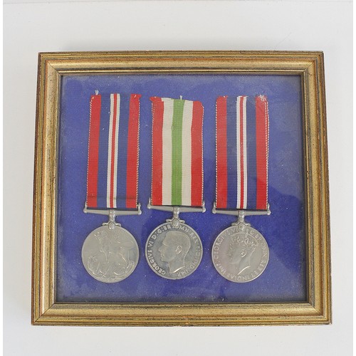 79A - Medals. (6) WW II. Two framed sets of medals. 39-45, Africa, Italy Stars, Defence Medal & 2x War... 