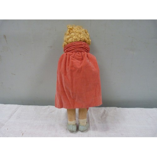 319a - Circa 1930's/1940's composite plush face doll with cloth body. 18