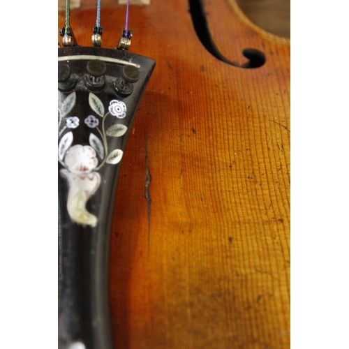 176 - Antique 19th century German 4/4 violin modelled after a 1721 Stradivarius. In original fitted hard c... 