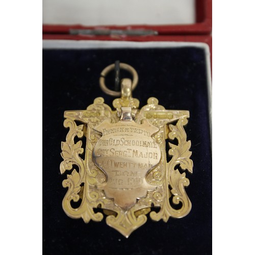 133A - 9ct gold Nelson School Wigton fob medal by Chester maker J.W Tiftaft & Son dated 1917. The fob b... 