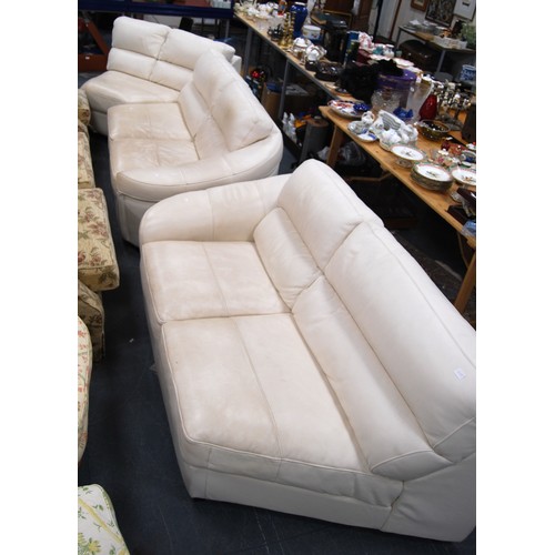 459 - Cream three-section corner sofa.