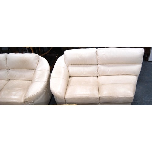 459 - Cream three-section corner sofa.