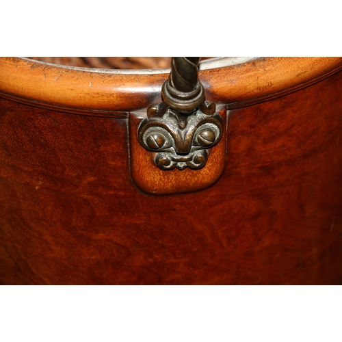 467 - Antique mahogany plate carrier bucket, possibly by Whytock and Reid of Edinburgh, with zinc met... 