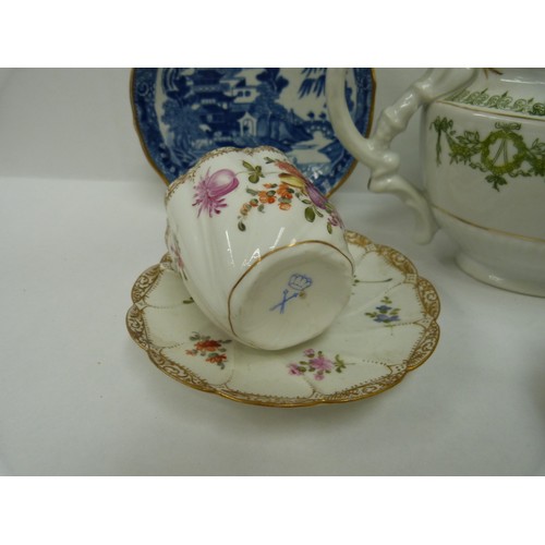 44 - Vintage porcelain to include Wedgwood teapot, floral cup and saucer etc.