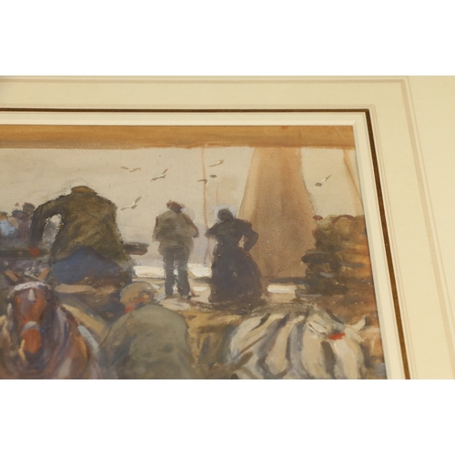 210 - JOHN ATKINSON (Staithes Group 1863-1924), The Fish Market, Unsigned watercolour, 22cm x 29cm, Jill M... 