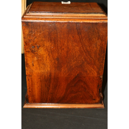 309 - Victorian walnut apprentice piece type small three-drawer table-top cabinet, 36cm tall