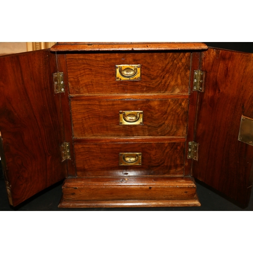 309 - Victorian walnut apprentice piece type small three-drawer table-top cabinet, 36cm tall