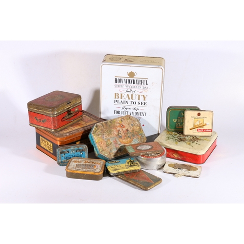 115 - Collection of vintage tins including Thorntons Special Toffee and others and a Primus camping stove.