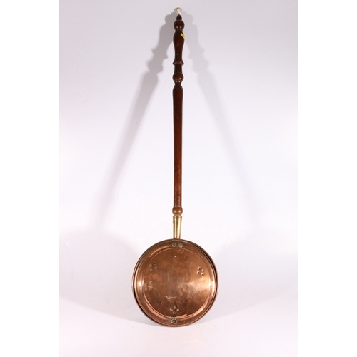 136 - Copper and brass bed warming pan.