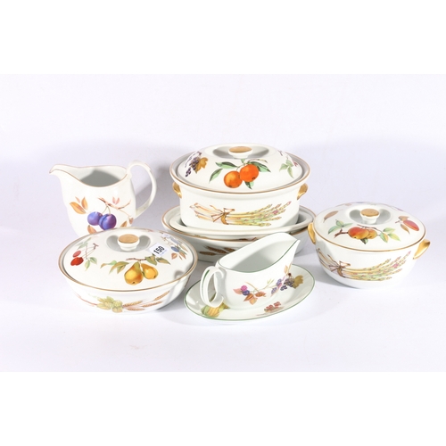 150 - Collection of Royal Worcester Evesham tureen and serving dishes, Evesham Vale gravy boat and stand, ... 