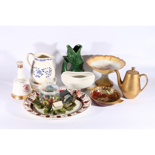 156 - Darmouth gurgle jug, Carltonware Rouge Royal dish, Bell's decanter and other ceramics.