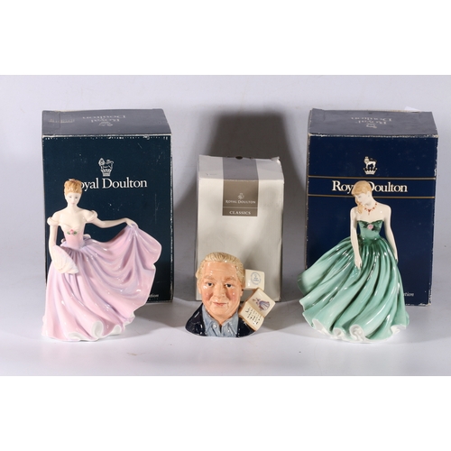 16 - Royal Doulton figures HN3976 Rachel and HN3978 Sarah, both boxed and character jug D7256 The Figure ... 