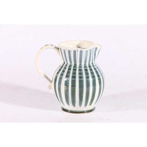 4 - Rye Pottery blue glazed jug.