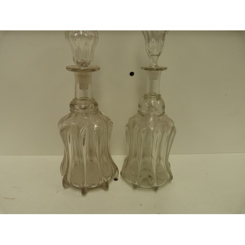 5 - Near pair of Black Forrest style decanters