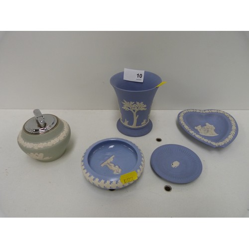 10 - Collection of Wedgwood Jasper ware to include table lighter