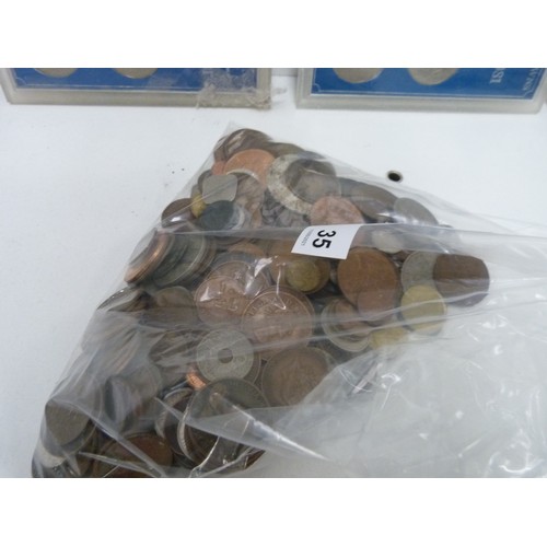 35 - Bag of GB and other coinage, coin sets etc.