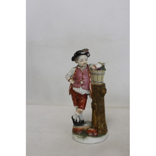 145 - Lot to include early 19th century porcelain figure of a worker, Dresden porcelain trinket box, a Sta... 