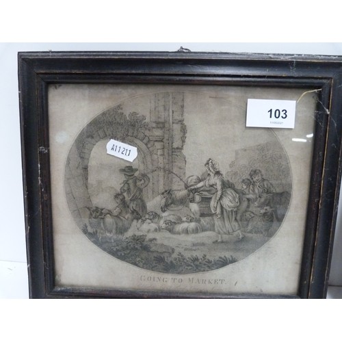 103 - Two antique prints 'Going to Market' by Read of Coventry.