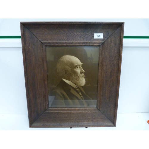 106 - Oak framed picture of a gentleman.