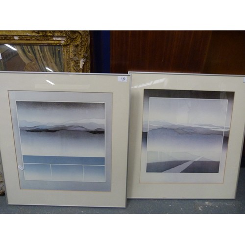 132 - Two modern colour prints of abstract landscapes