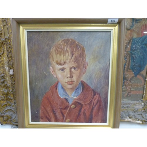 136 - Robert Forrester.Portrait of a boy.Oil on canvas.