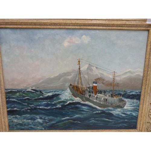 140 - G W Childs.Whaling in the Antarctic, after Frank H. Mason.Oil on canvas.