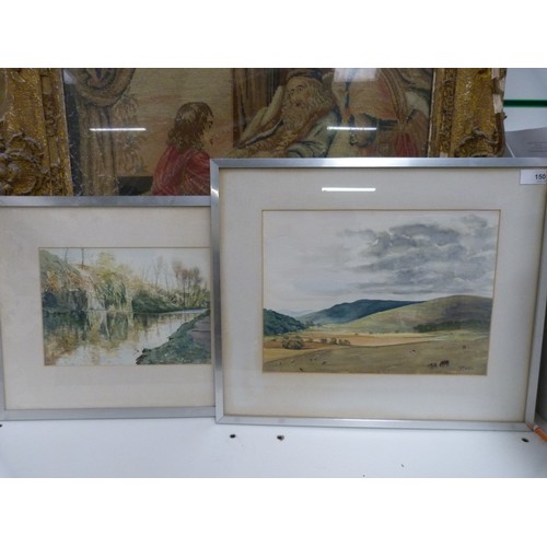 150 - Victor Farris'Peebleshire Hiils'Watercolour.and another by the same hand, Riverscape. (2).... 