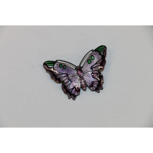 136 - Antique silver and enamel butterfly brooch by JA&S, possibly J Aitkin and Sons Birmingham 1918, ... 