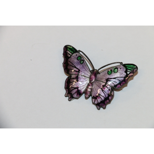 136 - Antique silver and enamel butterfly brooch by JA&S, possibly J Aitkin and Sons Birmingham 1918, ... 