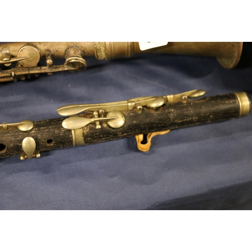 234 - French white metal Class A clarinet by Jerome Thibouville-Lamy of London and Paris and another