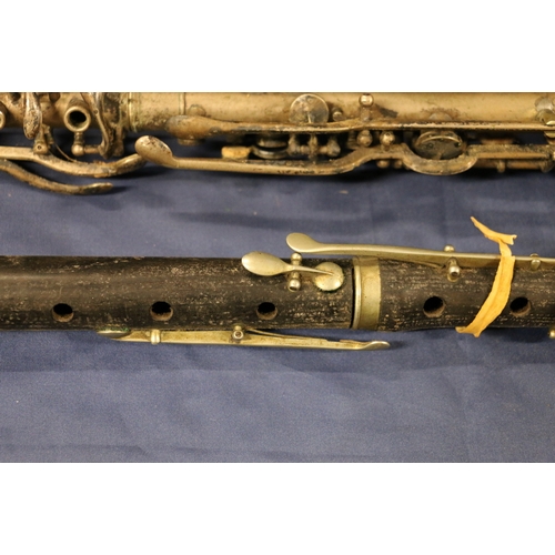 234 - French white metal Class A clarinet by Jerome Thibouville-Lamy of London and Paris and another