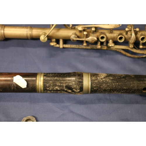 234 - French white metal Class A clarinet by Jerome Thibouville-Lamy of London and Paris and another