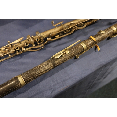 234 - French white metal Class A clarinet by Jerome Thibouville-Lamy of London and Paris and another