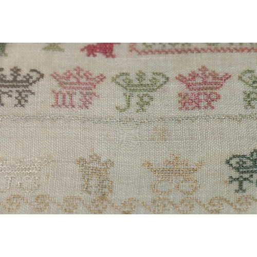 323 - 19th century needlework alphabet, verse and stately home sampler by Mary and Christian Galloway of G... 