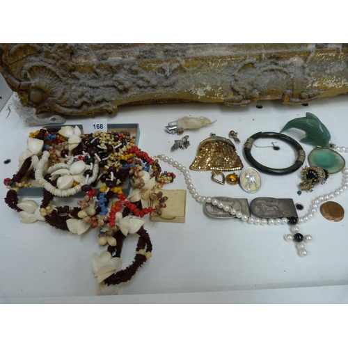 168 - Small box of costume jewellery.