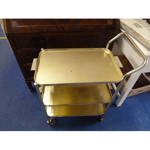 419 - Metal tea trolley.