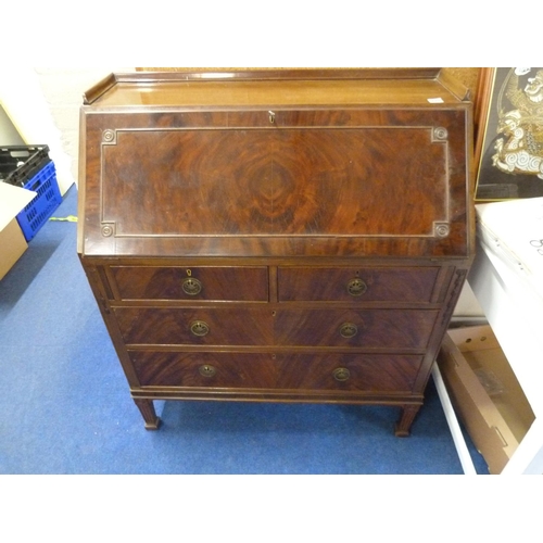 420 - Mahogany four drawer writing bureau.