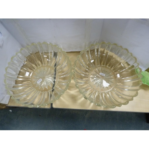 101 - Pair of glass bowls and three others.