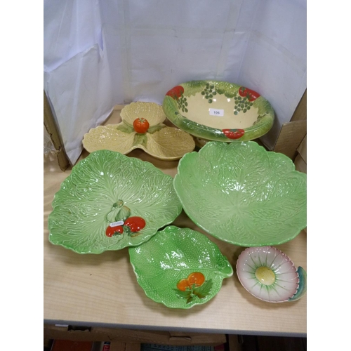 106 - Carlton Ware cabbage leaf bowls and dishes, also a Minton's bowl in a similar manner.