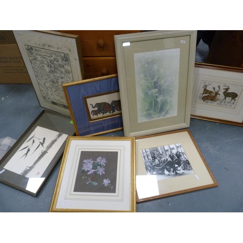 113 - Assorted pictures and frames.