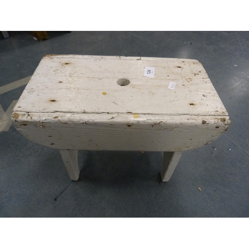 124 - White painted milking stool.