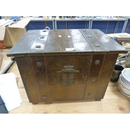 142 - Brass coal box.