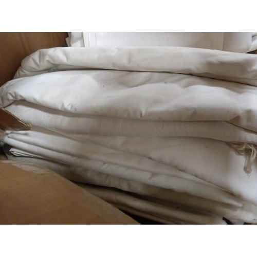 144 - Two boxes of linen.