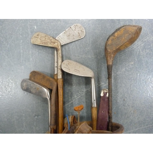 147 - Vintage golf club, lady's mashie niblick and four other hickory shafted golf clubs.