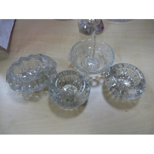 164 - Glass vases, ring dish.