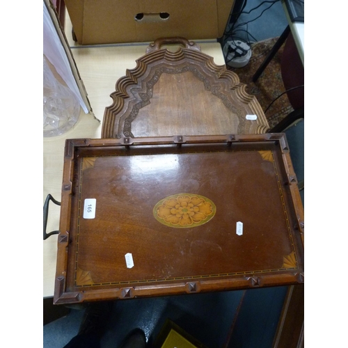 165 - Two wooden trays, one inlaid with gallery.