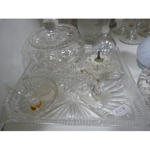 170 - Champagne flutes, glass dressing set, glasses, bowls etc.