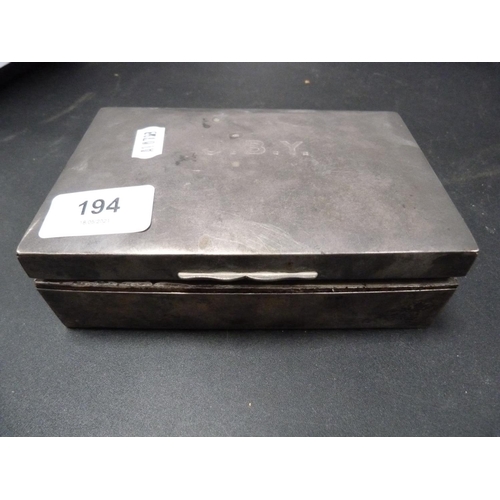 194 - London silver writing box with fitted interior.