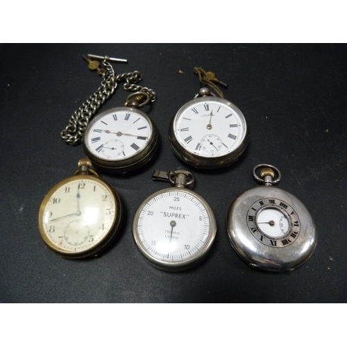 197 - Birmingham silver Waltham pocket watch and another Birmingham silver pocket watch, 925 half hunter p... 